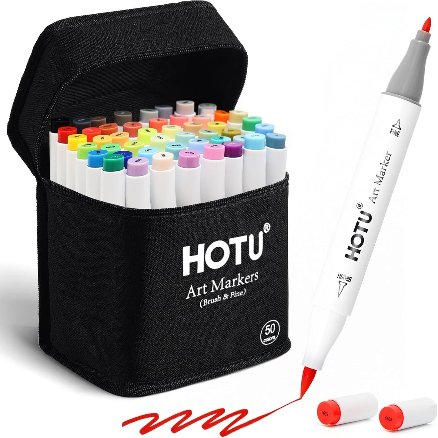 Hotucolor 50-Color Alcohol Markers Set