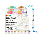 Hotucolor 72-Color Acrylic Paint Markers | Dual-Color Brush Tip