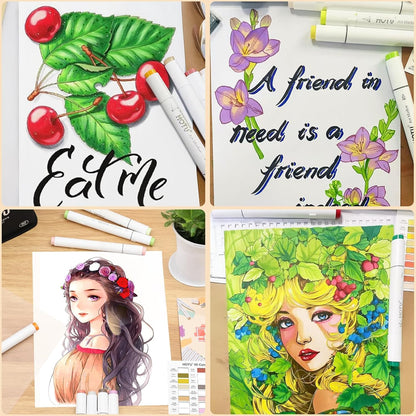 Hotucolor 50-Color Alcohol Markers Set