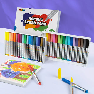 36-Color Acrylic Paint Markers | Direct-Flow | Brush Tip