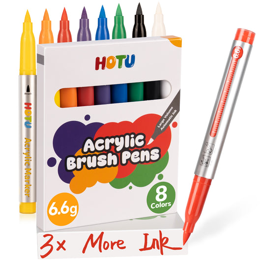 Hotucolor 8-Color Direct-Flow Acrylic Paint Markers