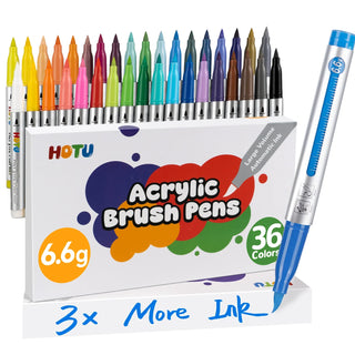 36-Color Acrylic Paint Markers | Direct-Flow | Brush Tip