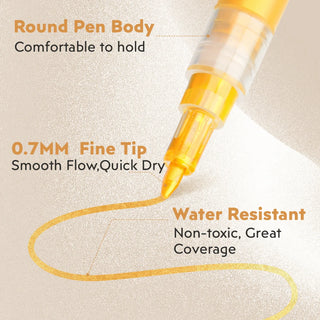 Hotucolor 5-Pack Super Gold Markers | Ultra-fine 0.7mm tip