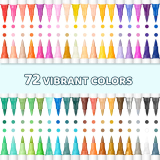 72-Color Acrylic Paint Markers | Dual-Color Brush Tip