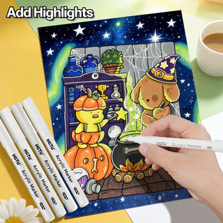 5-Color White Acrylic Paint Pens | 0.7mm Ultra-Fine Point