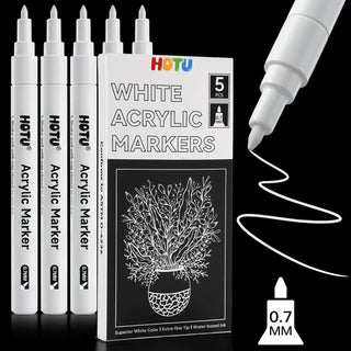 5-Color White Acrylic Paint Pens | 0.7mm Ultra-Fine Point