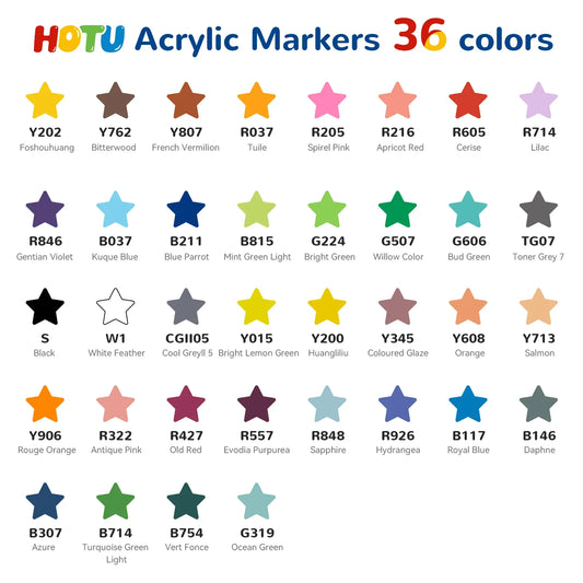 Hotucolor 36-Color Direct-Flow Acrylic Paint Markers