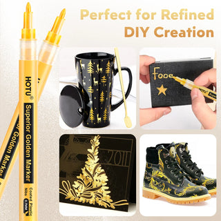 Hotucolor 5-Pack Super Gold Markers | Ultra-fine 0.7mm tip