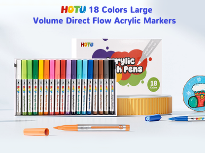 Hotucolor 18-Color Direct-Flow Acrylic Paint Markers