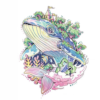 Digital Coloring Page-Graceful whale