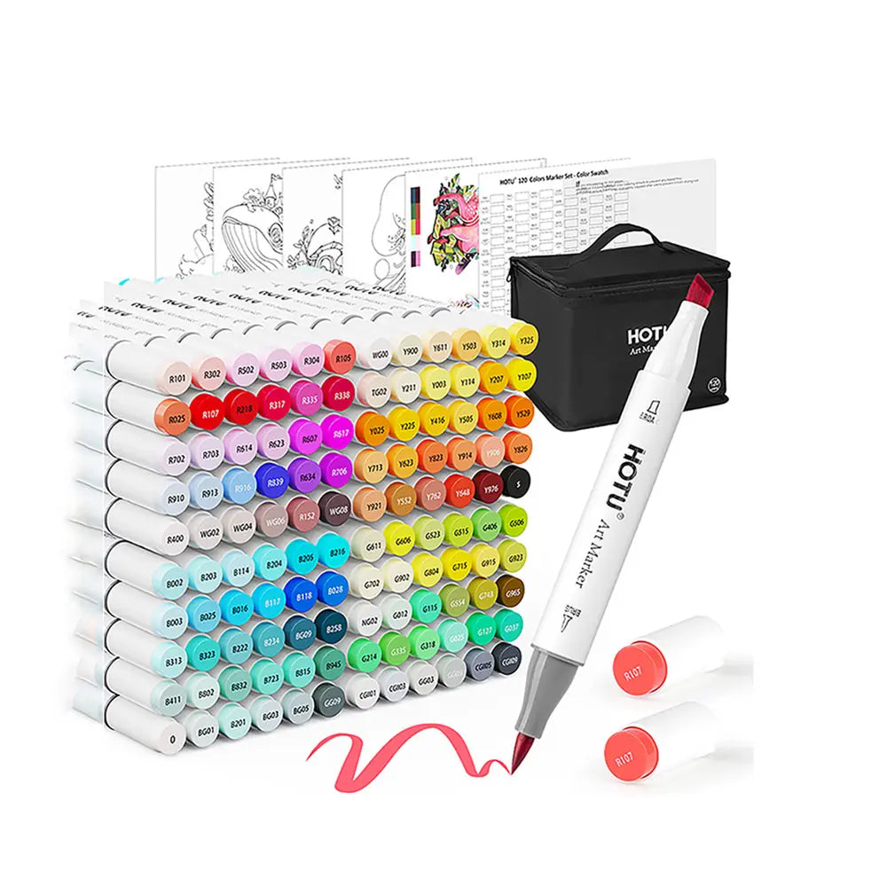 Hotucolor 120-Color Alcohol Marker Set