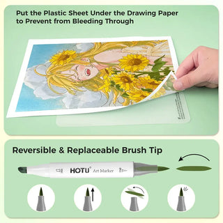 Hotucolor 120-Color Alcohol Marker Set| Brush+Chisel Tips