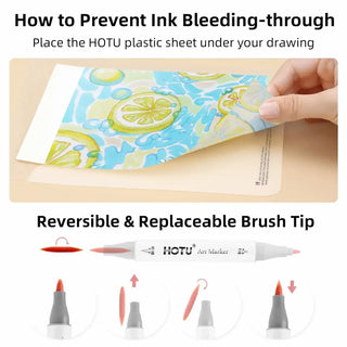 50-Color Alcohol Markers Set | Brush+Fine Tips