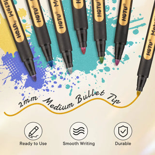 Hotucolor Metallic Marker Pens | 12-Color Set