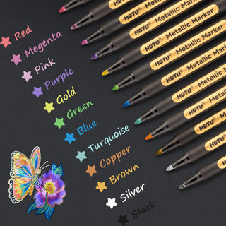 Hotucolor Metallic Marker Pens | 12-Color Set