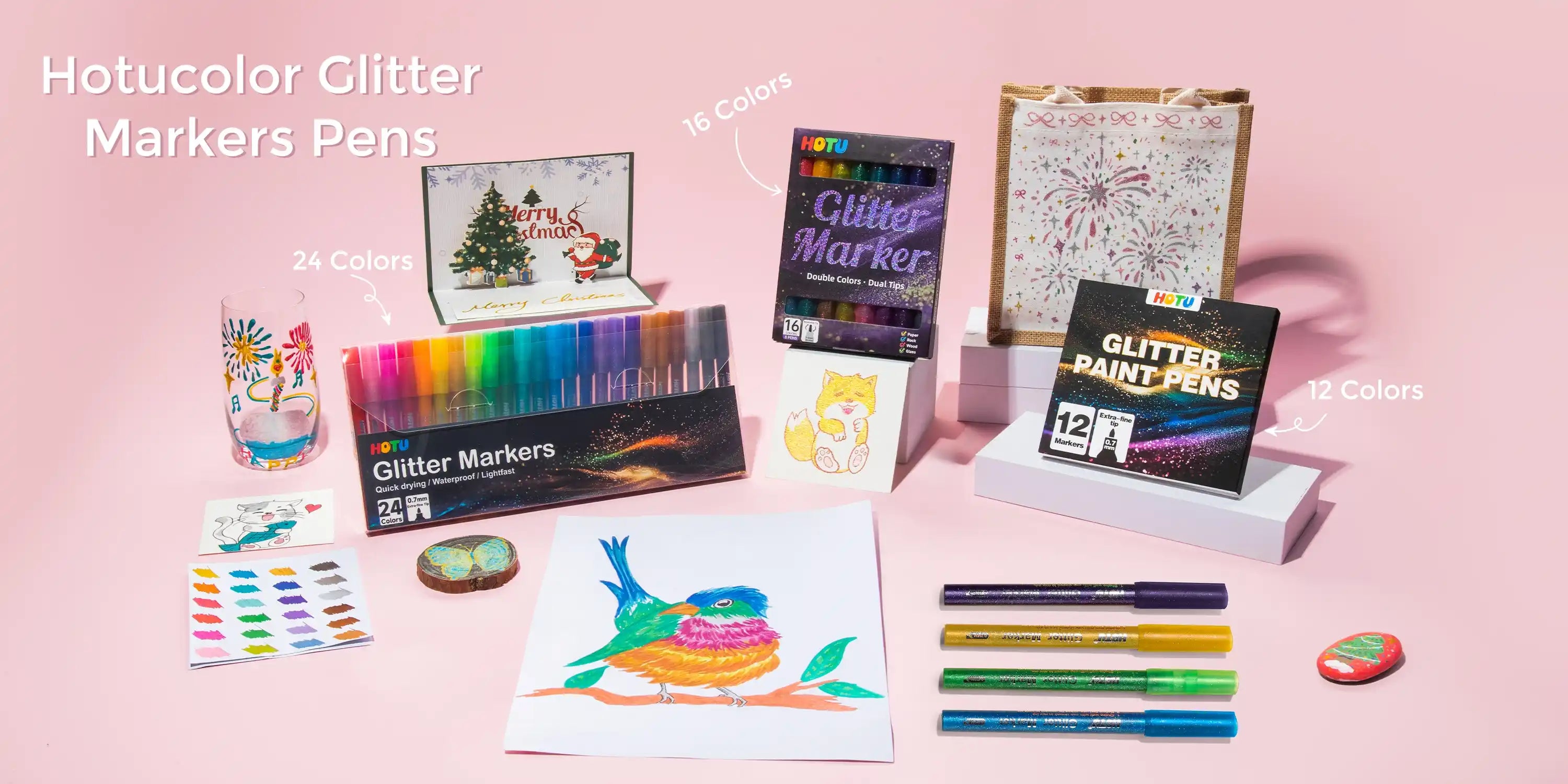 HotuColor glitter markers in vivid colors