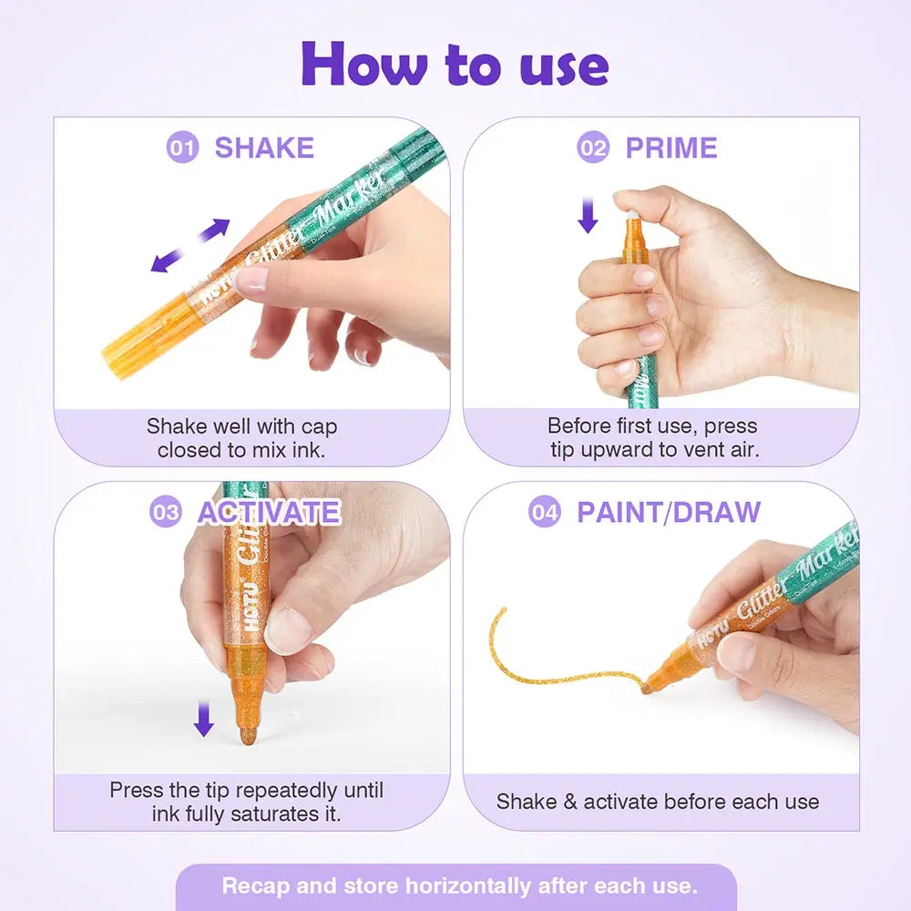 Hotucolor 16-Color Dual-Tone Glitter Markers