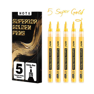 Hotucolor 5-Pack Super Gold Markers | Ultra-fine 0.7mm tip